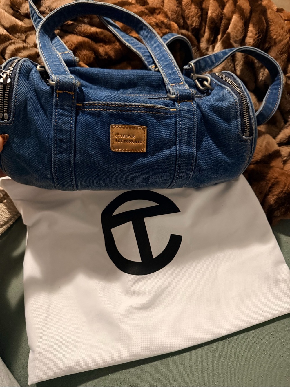 Telfar medium denim duffle